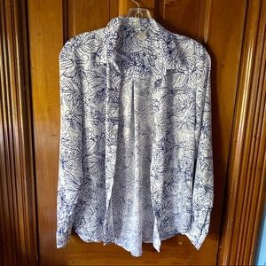 NWOT H&M Blue & White Floral Flowy Blouse